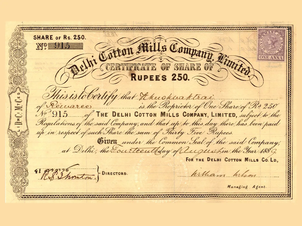 First Share Certificate, Company registered